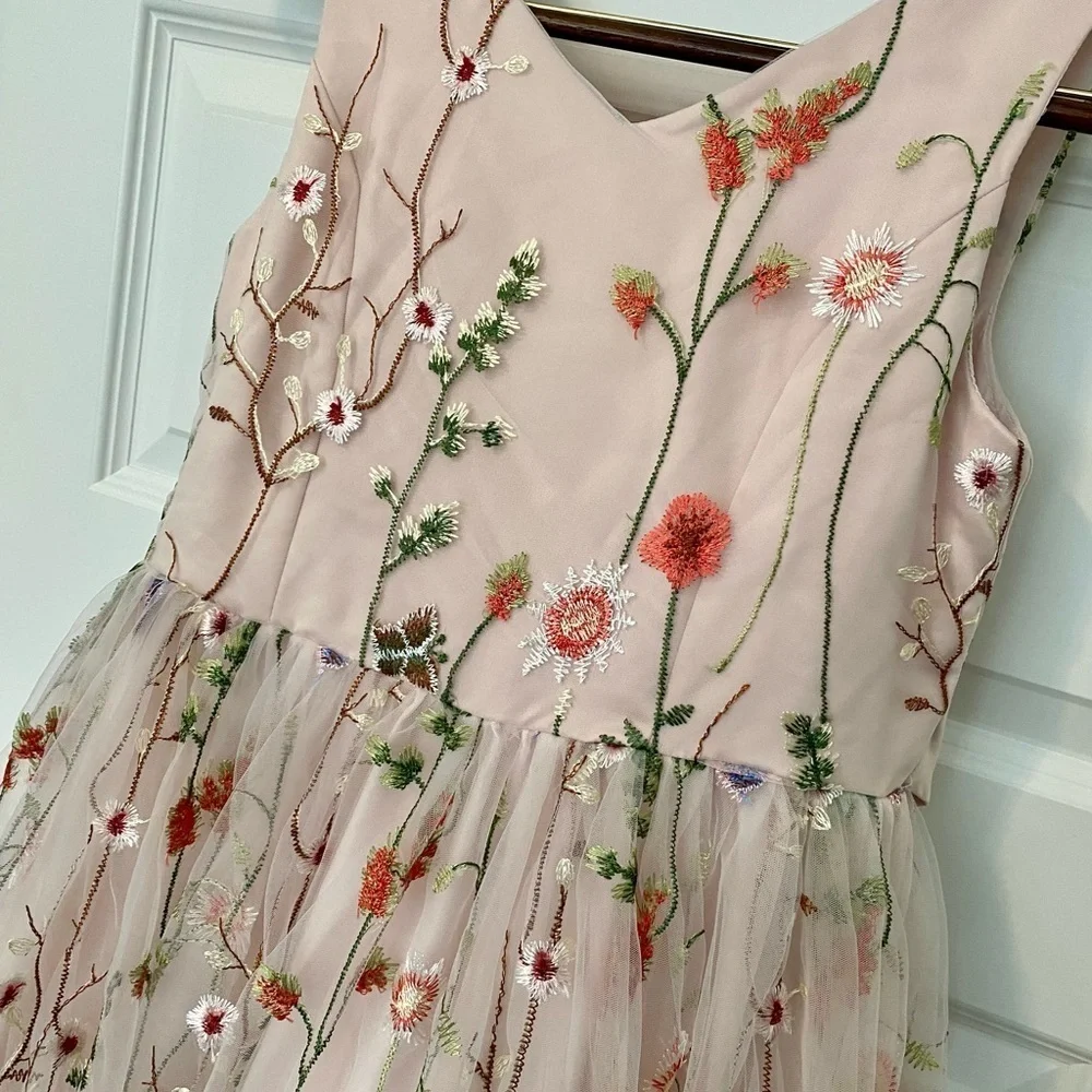 NEW JUST PURCHASED Azazie Arianna Blush Pink Floral Flower Girl Dress Size 14
